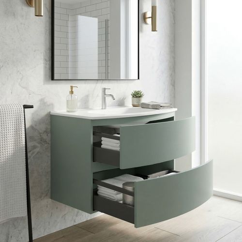Meuble + Vasque Encastrée L.70 Cm Vert Sauge Collection Armonia - Saniverre