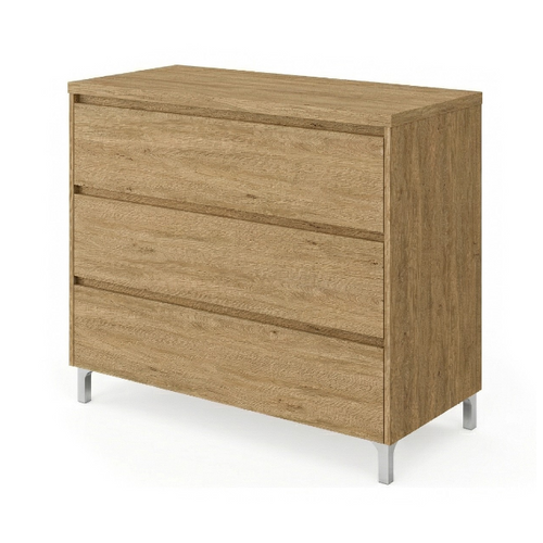Meuble Vasque à Poser L.100cm Sur Pied 3 Tiroirs Chêne Naturel Lisbona - Sans Colonne