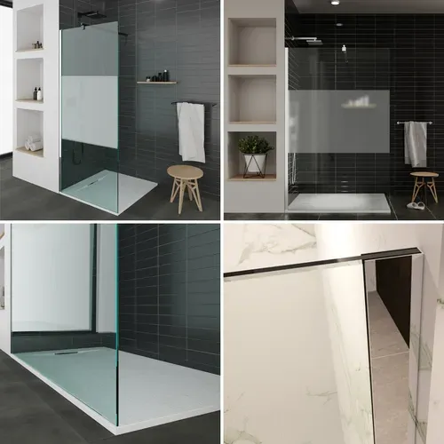 Paroi De Douche L. 150 X 200 Cm Verre Centre-opaque Ep. 8 Mm, Roma
