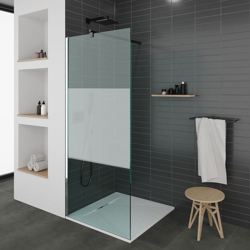 Paroi De Douche L. 150 X 200 Cm Verre Centre-opaque Ep. 8 Mm, Roma