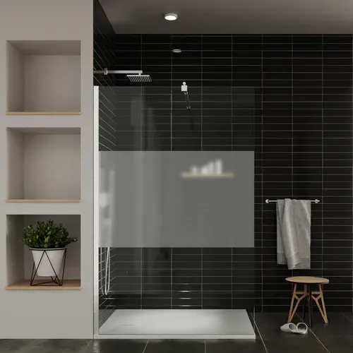 Paroi De Douche L. 150 X 200 Cm Verre Centre-opaque Ep. 8 Mm, Roma