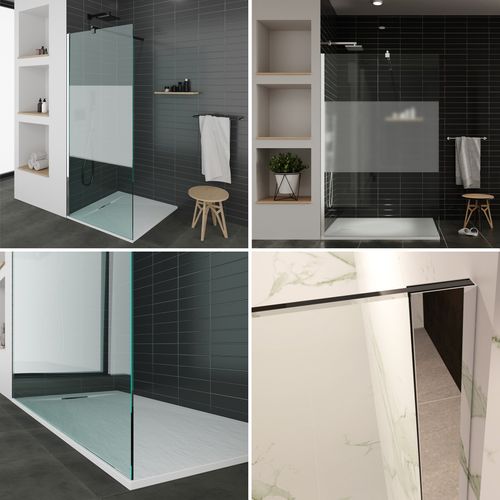Paroi De Douche L. 170 X 200 Cm Verre Centre-opaque Ep. 8 Mm, Roma