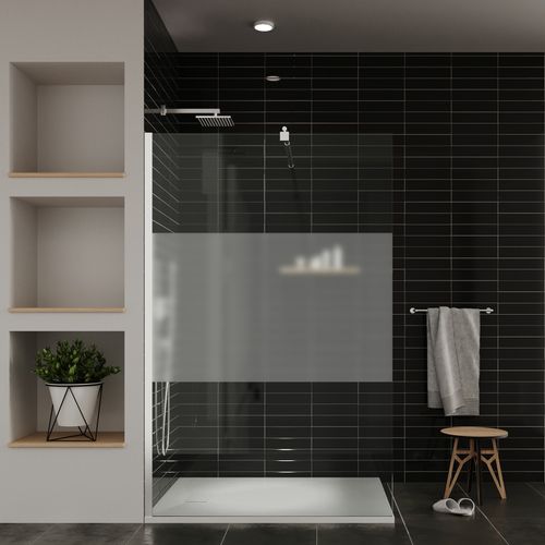 Paroi De Douche L. 170 X 200 Cm Verre Centre-opaque Ep. 8 Mm, Roma