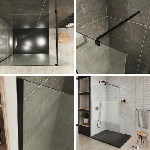 Paroi De Douche L. 160 X 200 Cm Verre Centre-opaque Ep. 8 Mm, Roma Black