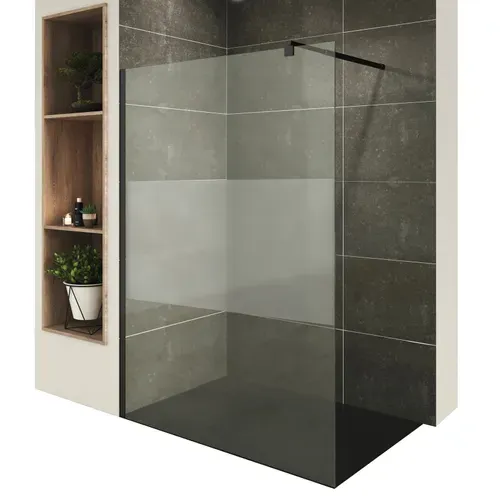 Paroi De Douche L. 160 X 200 Cm Verre Centre-opaque Ep. 8 Mm, Roma Black