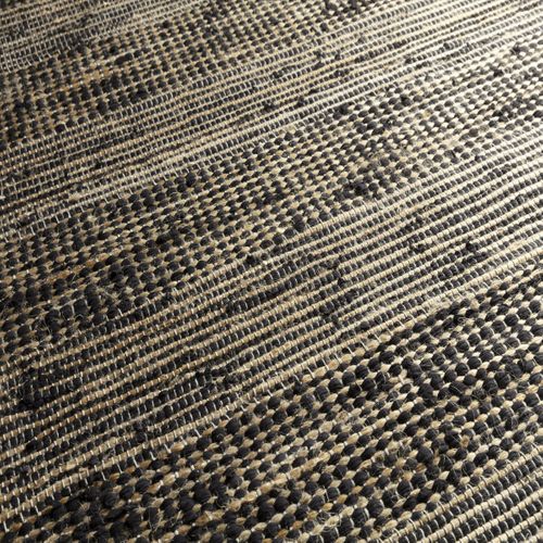 Tapis À Franges En Jute Noir Motif Rayé Naturel 60x110 - Style Bohème