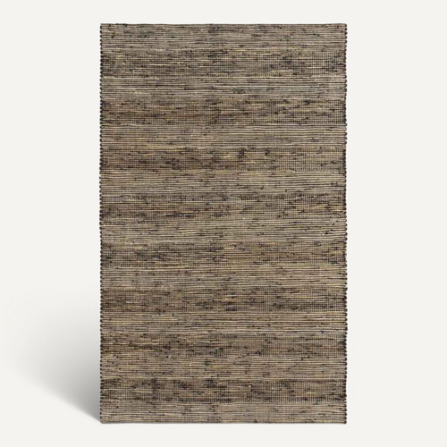 Tapis À Franges En Jute Noir Motif Rayé Naturel 60x110 - Style Bohème