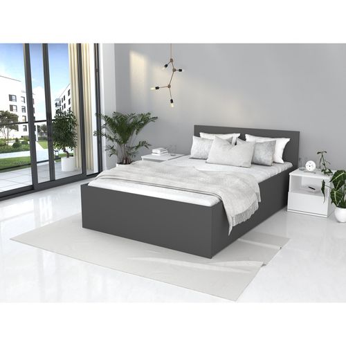 Lit Coffre 120 X 190 Cm Panama - Coffre De 430 Litres - Sommier Inclus - Gris