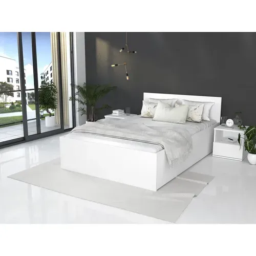 Lit Coffre 120 X 190 Cm Panama - Coffre De 430 Litres - Sommier Inclus - Blanc