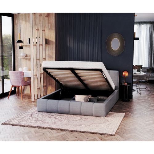 Lit Coffre Florida 120x190 - Sommier Inclus Gris Clair
