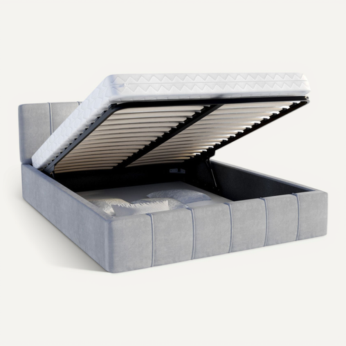 Lit Coffre Florida 120x190 - Sommier Inclus Gris Clair
