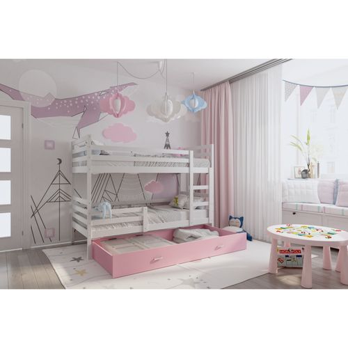 Lit Superpose Milan 80x160 Tiroir Blanc - Rose