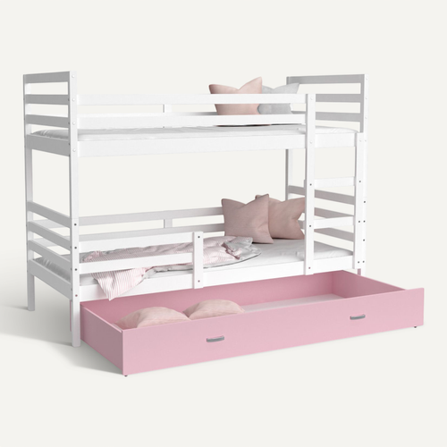 Lit Superpose Milan 80x160 Tiroir Blanc - Rose