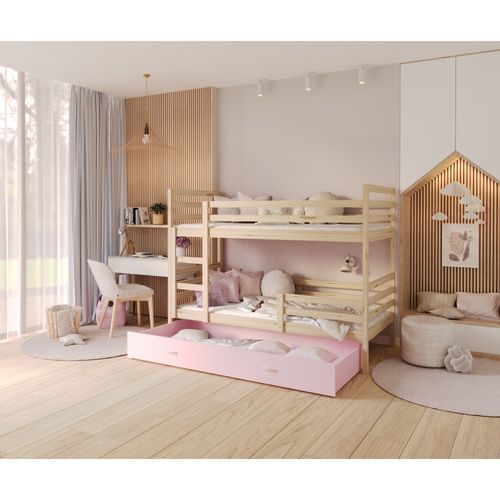 Lit Superpose Milan 90x190 Tiroir Pin - Rose
