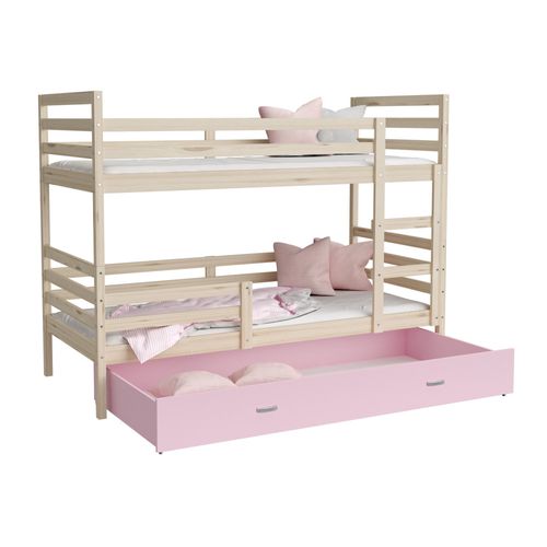 Lit Superpose Milan 90x190 Tiroir Pin - Rose