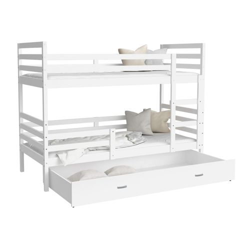 Lit Superpose Milan 90x190 Tiroir Blanc - Blanc