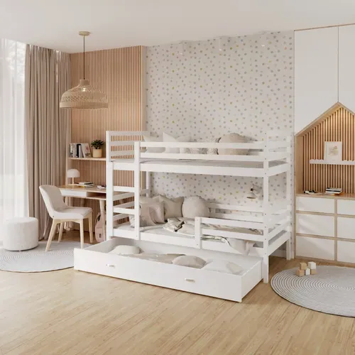 Lit Superpose Milan 90x190 Tiroir Blanc - Blanc