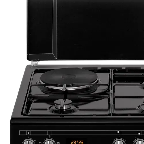 Cuisinière Mixte 3 foyers gaz + 1 électrique Black Mat - Sccg631-bm