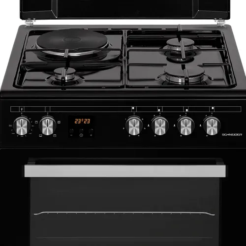 Cuisinière Mixte 3 foyers gaz + 1 électrique Black Mat - Sccg631-bm