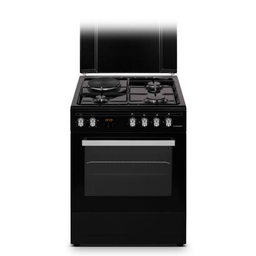Cuisinière Mixte 3 foyers gaz + 1 électrique Black Mat - Sccg631-bm