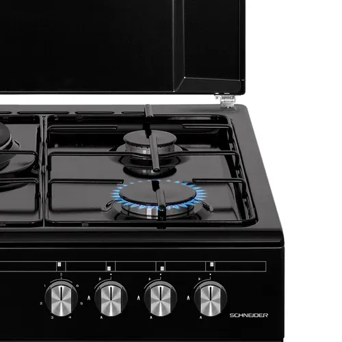 Cuisinière Mixte 3 foyers gaz + 1 électrique Black Mat - Sccg631-bm