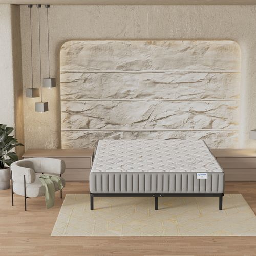 Ensemble 140x190 cm, sommier + matelas mousse, Ép.16cm accueil latex