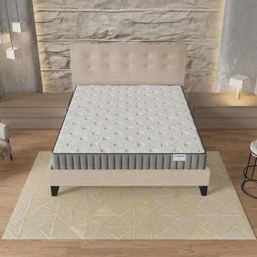 Ensemble 120x190 cm, lit avec tête de lit + matelas mousse Ép.16cm à mémoire de forme