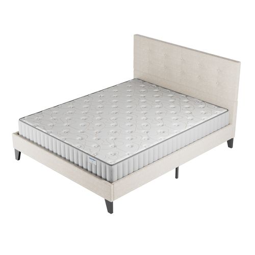 Ensemble 140x190 cm, lit avec tête de lit + matelas mousse Ép.22cm à mémoire de forme