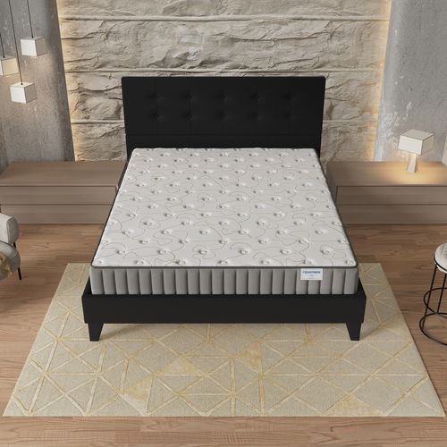 Ensemble 140x190 cm, lit avec tête de lit + matelas mousse Ép.16cm à mémoire de forme