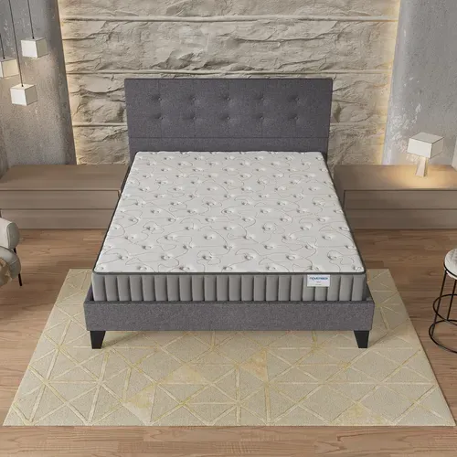 Ensemble 140x190 cm, lit avec tête de lit + matelas mousse Ép.22cm à mémoire de forme