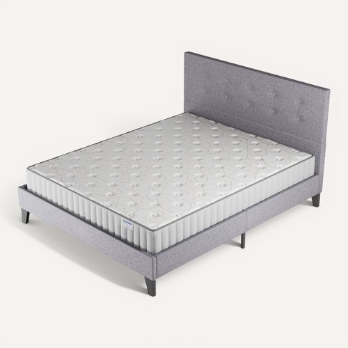 Ensemble 140x190 cm, lit avec tête de lit + matelas mousse Ép.22cm à mémoire de forme