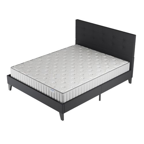 Ensemble 140x200 cm, lit avec tête de lit + matelas mousse Ép.16cm à mémoire de forme