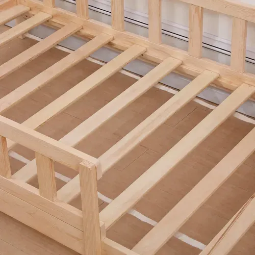Lit Cabane 90x190 Cm Bois Avec Sommier Inclus, Hauteur Des Pieds 10cm