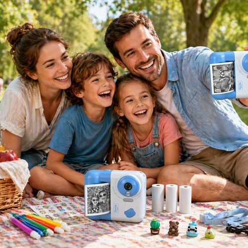 Appareil Photo Enfant Impression Instantanée 48 Mp Vidéo 1080p écran 2,4 Pouces 3 Rouleaux