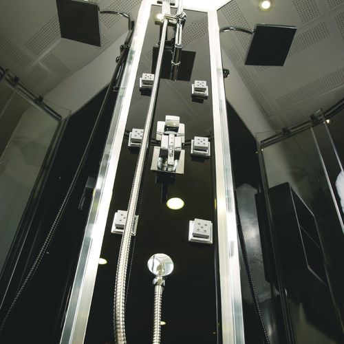 Cabine De Douche Hydromassante Et Hydrothérapie Selia - Sans Silicone - 110x80cm - Chromé - En Kit