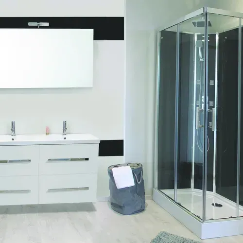 Cabine De Douche Hydromassante Et Hydrothérapie Selia - Sans Silicone - 110x80cm - Chromé - En Kit