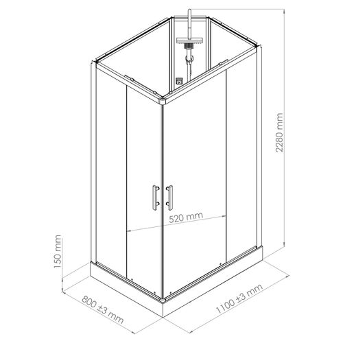 Cabine De Douche Hydromassante Et Hydrothérapie Selia - Sans Silicone - 110x80cm - Chromé - En Kit