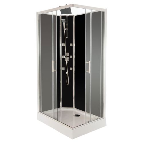 Cabine De Douche Hydromassante Et Hydrothérapie Selia - Sans Silicone - 110x80cm - Chromé - En Kit