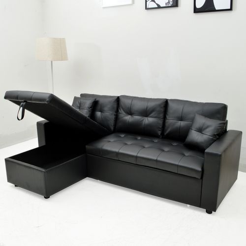 Canapé D'angle Convertible Cuero Noir