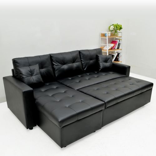 Canapé D'angle Convertible Cuero Noir