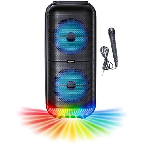 Enceinte Karaoké Lumineuse INOVALLEY HP59-XXL 800W Batterie - Bluetooth, Micro Sans Fil, Effets Lumière