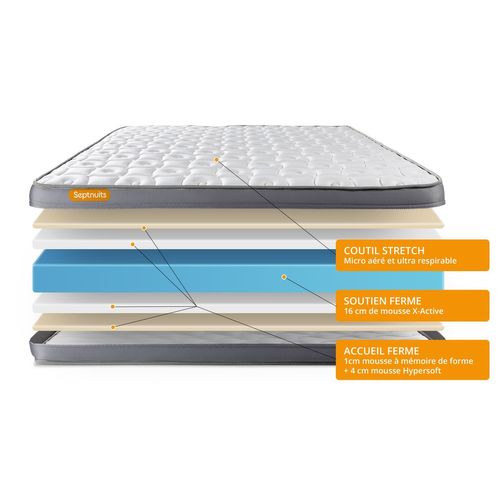 Matelas Mémoire De Forme 90x190 Memo Plus - Ep: 24cm - Confort Ferme