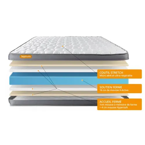 Matelas Mémoire De Forme 140x190 Memo Plus - Ep: 24cm - Confort Ferme