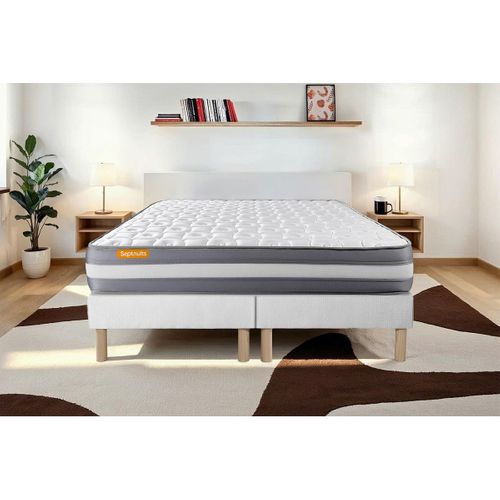 Ensemble Matelas Mémoire De Forme 160x200 Memo Plus Ep:24cm - Sommier Blanc