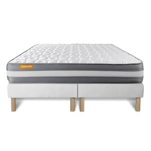 Ensemble Matelas Mémoire De Forme 160x200 Memo Plus Ep:24cm - Sommier Blanc