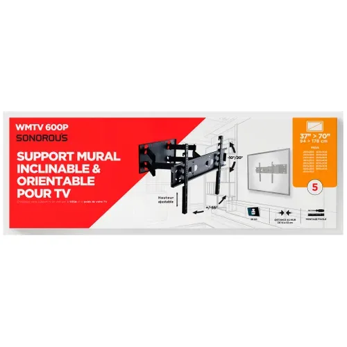Support mural SONOROUS WMTV 600P vue 3/4