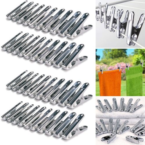 Pinces à Linge Inox 30 Pièces - Résistantes à La Rouille, Force De Serrage Puissante - Pour Extérieur, Intérieur, Multi-usages - Lot économique, Durable - 5