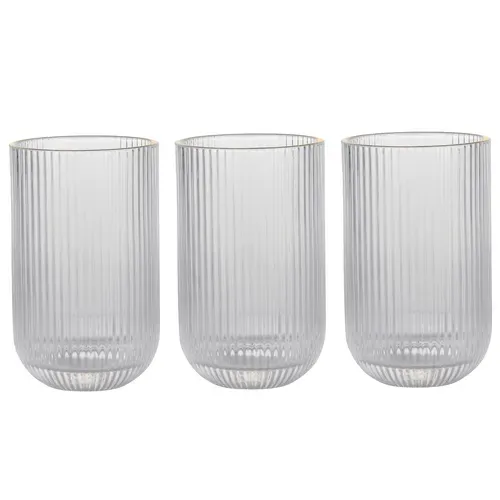 Set 3 gobelets 26 cL UGLASS Verre et doré vue de face