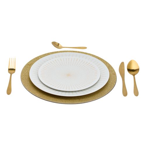 Assiette à dessert Ø 19 cm DOTTY Blanche et dorée