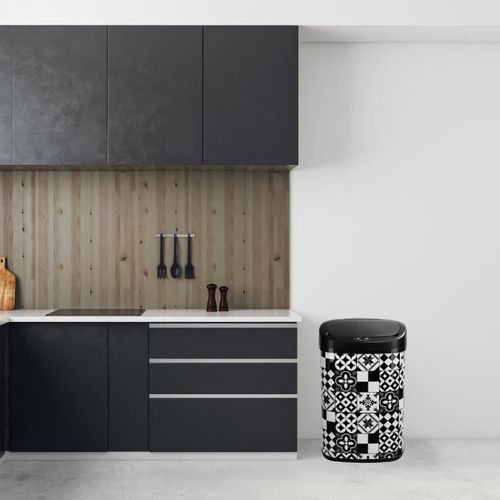 Poubelle De Cuisine Automatique 58 L Noir Et Blanc - Bat-58l Tile Black